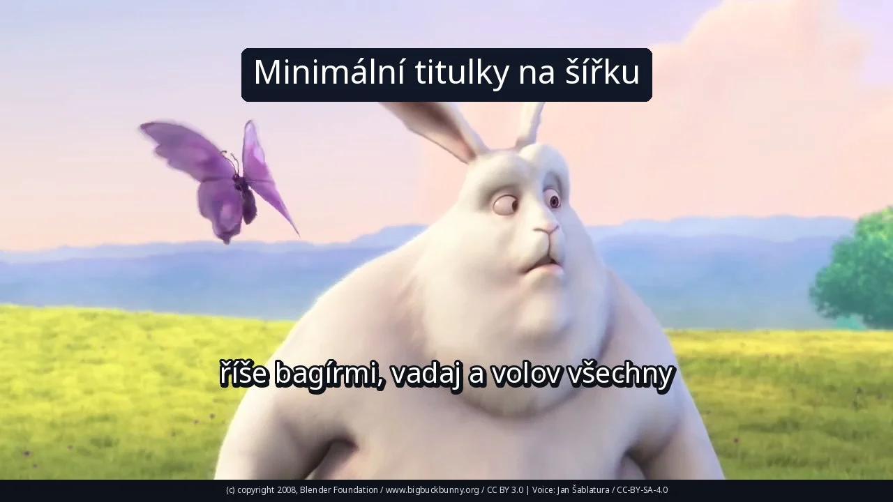 Minimální titulky na šířku
