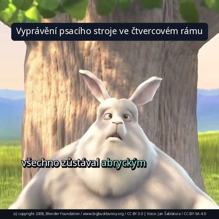 Vyprávění psacího stroje ve čtvercovém rámu
