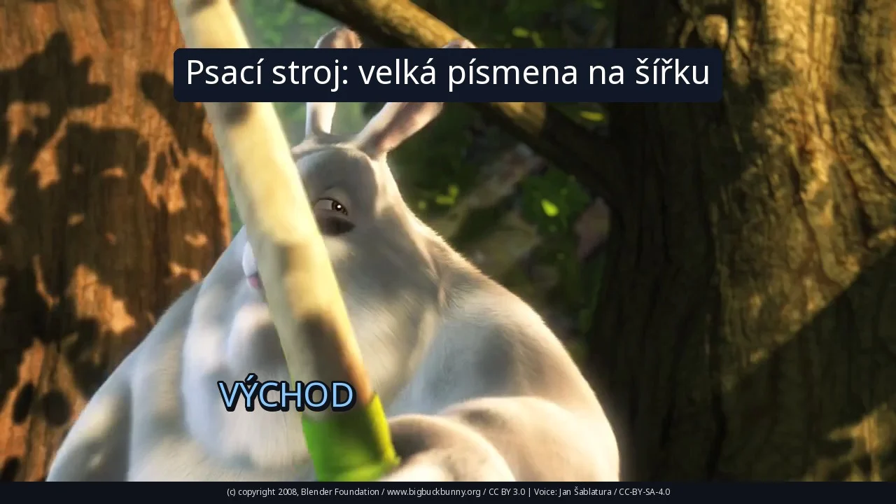 Psací stroj: velká písmena na šířku