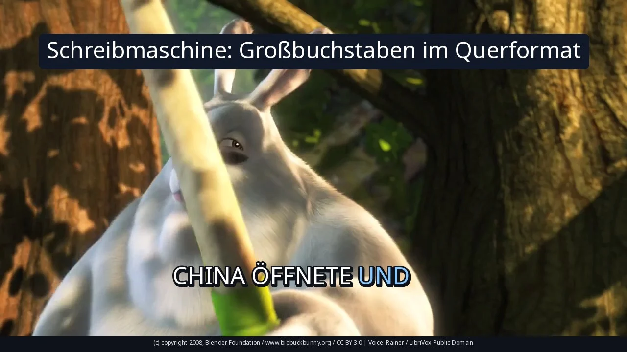 Schreibmaschine: Großbuchstaben im Querformat