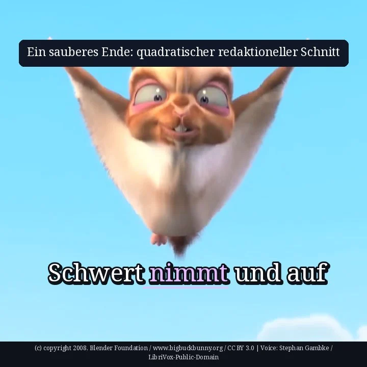 Ein sauberes Ende: quadratischer redaktioneller Schnitt