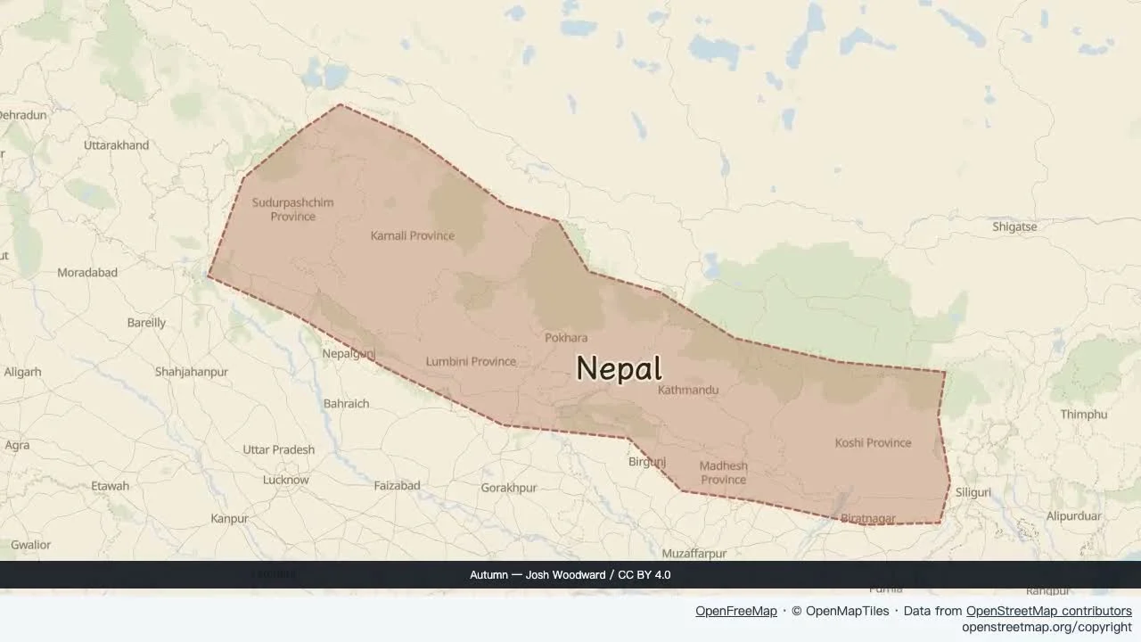 Nepal outline: soft journal map