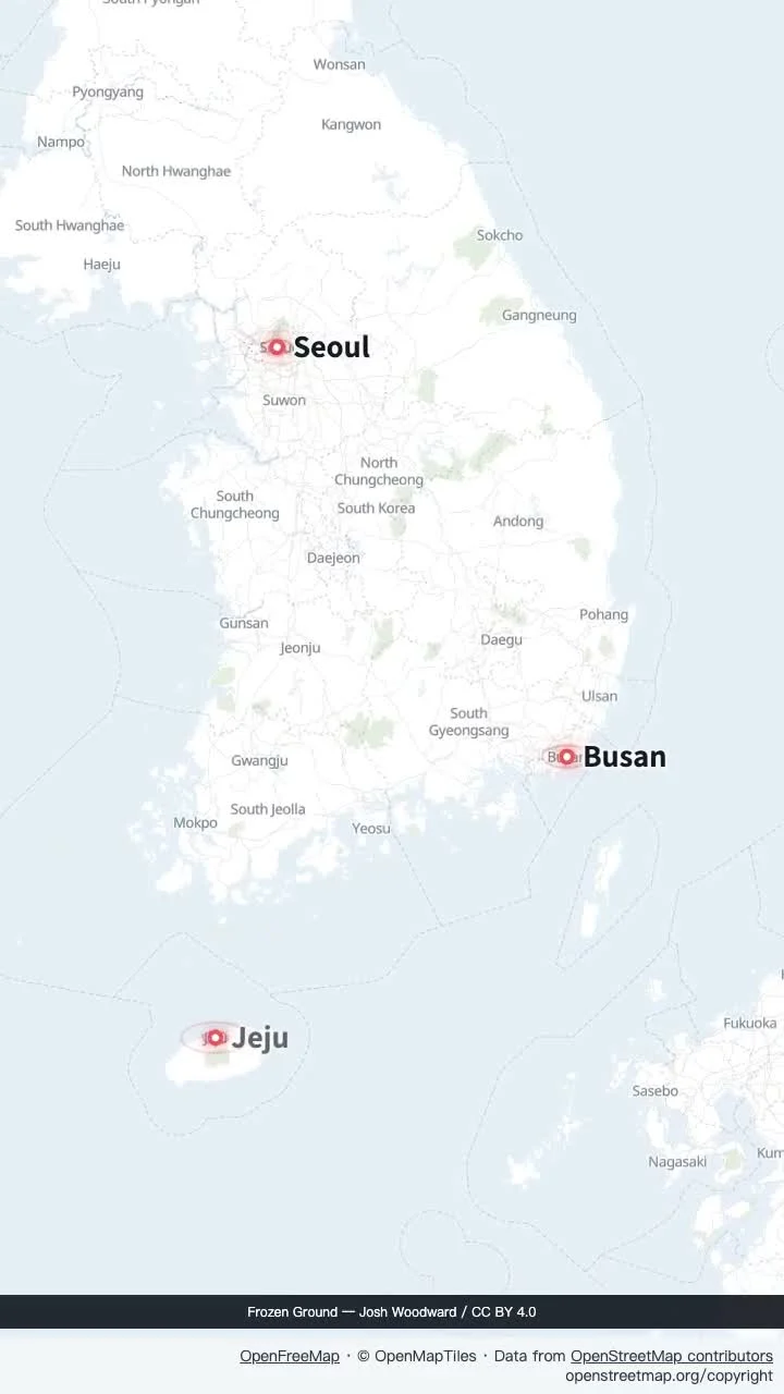 South Korea: clean city pins