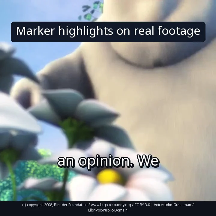 Marker highlights on real footage