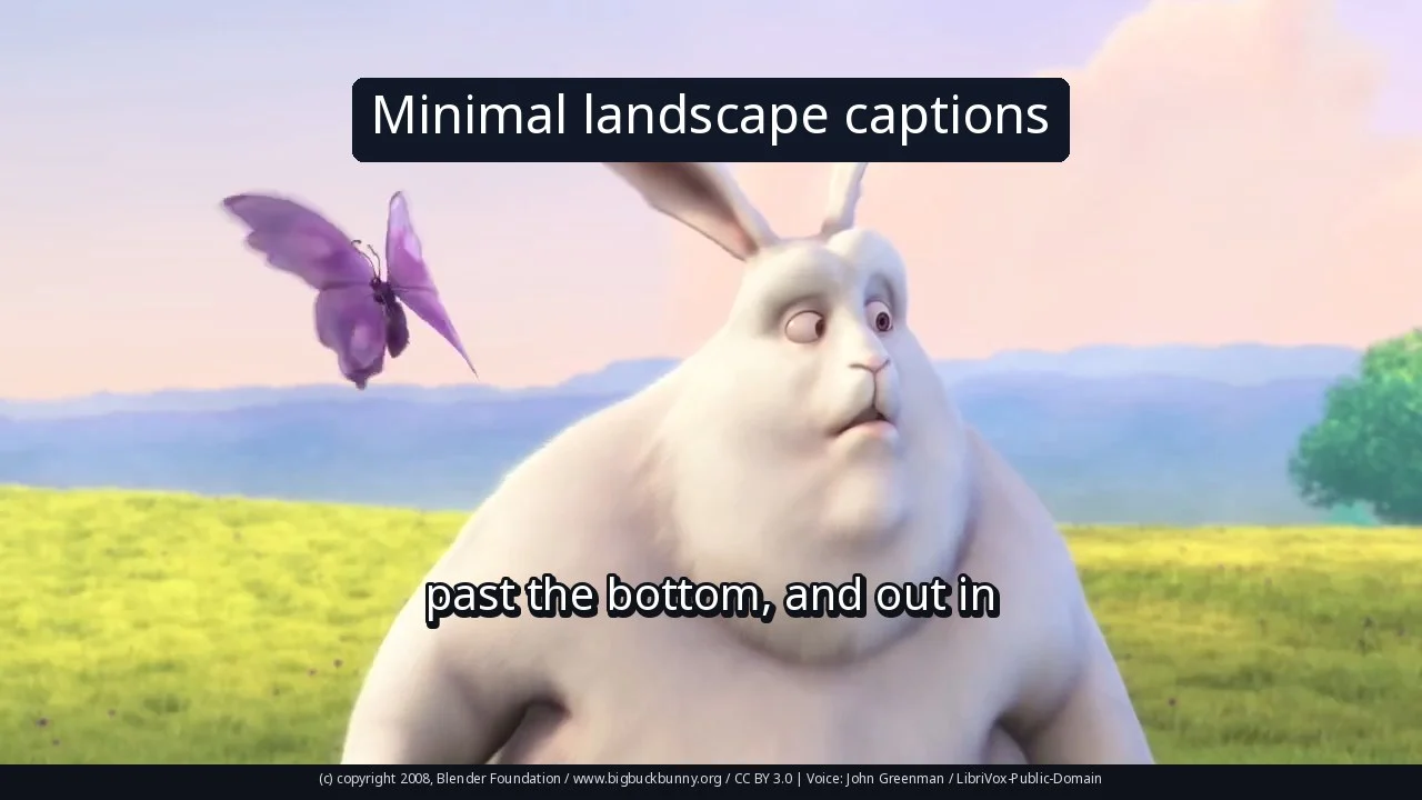 Minimal landscape captions