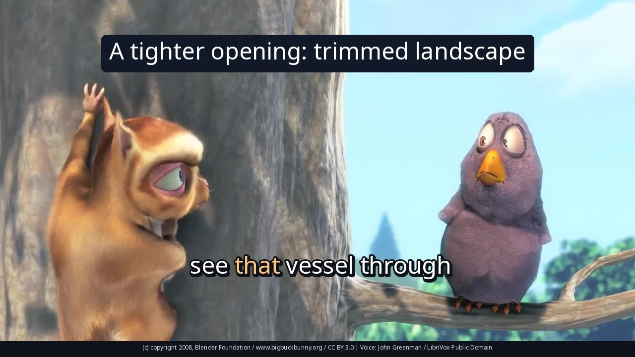 A tighter opening: trimmed landscape