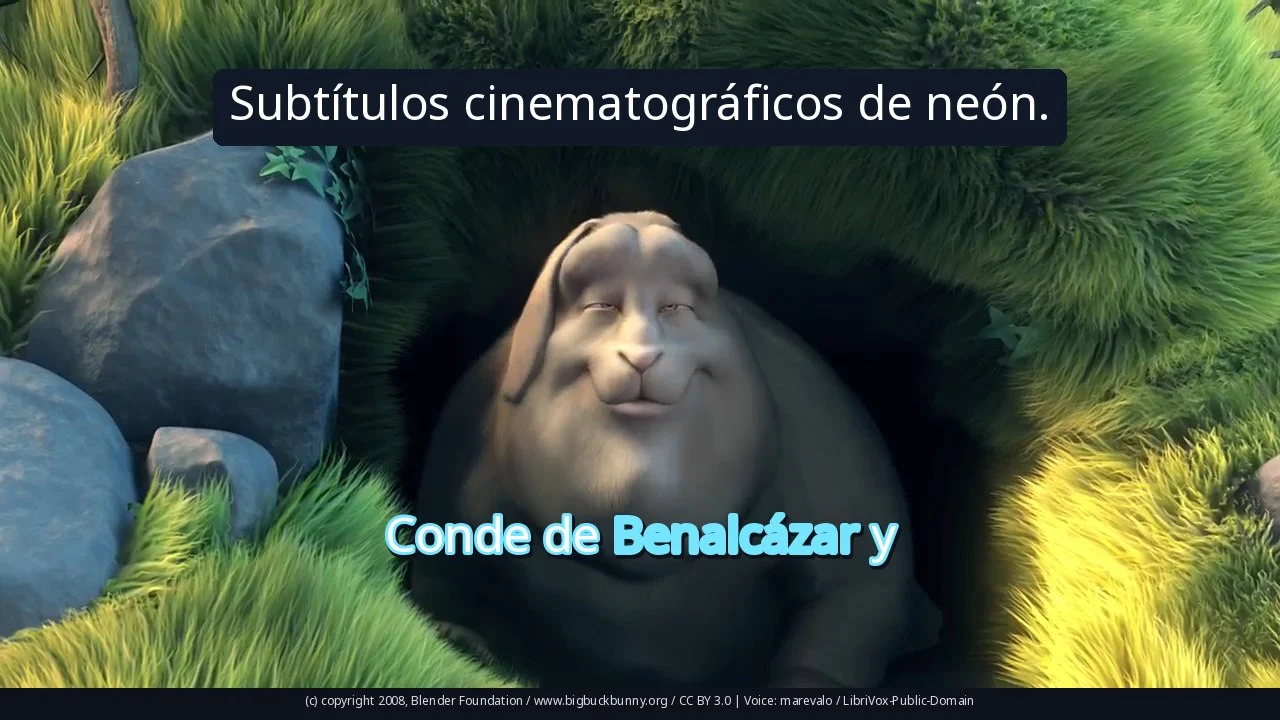 Subtítulos cinematográficos de neón.