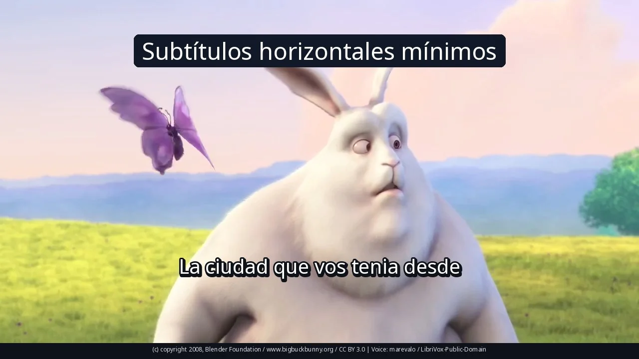 Subtítulos horizontales mínimos