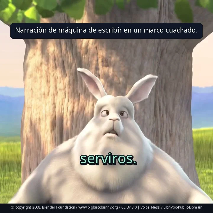 Narración de máquina de escribir en un marco cuadrado.