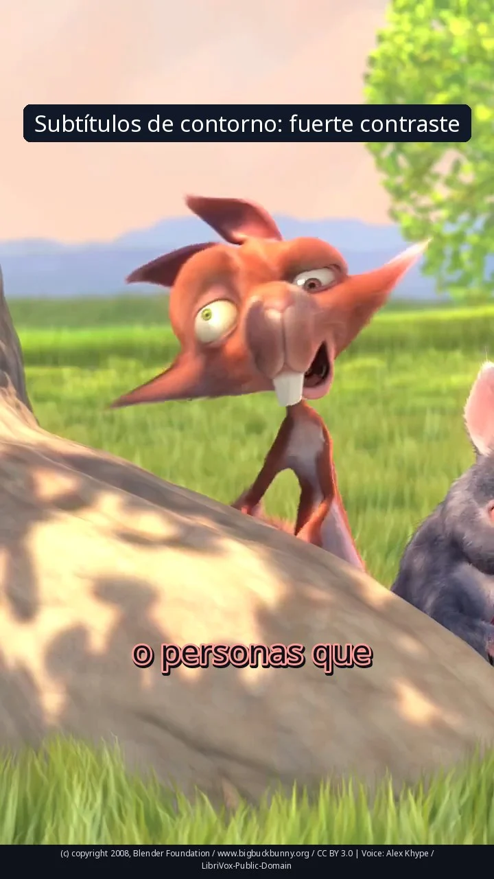 Subtítulos de contorno: fuerte contraste
