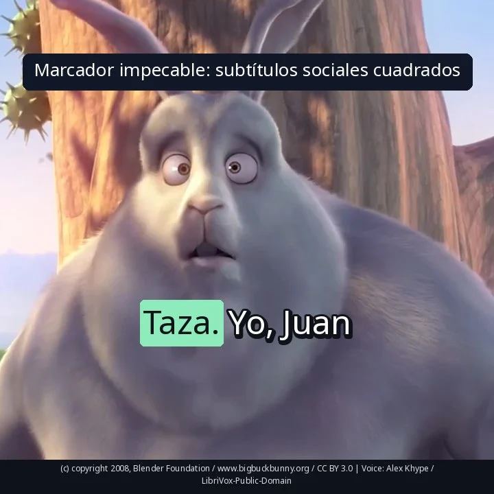 Marcador impecable: subtítulos sociales cuadrados
