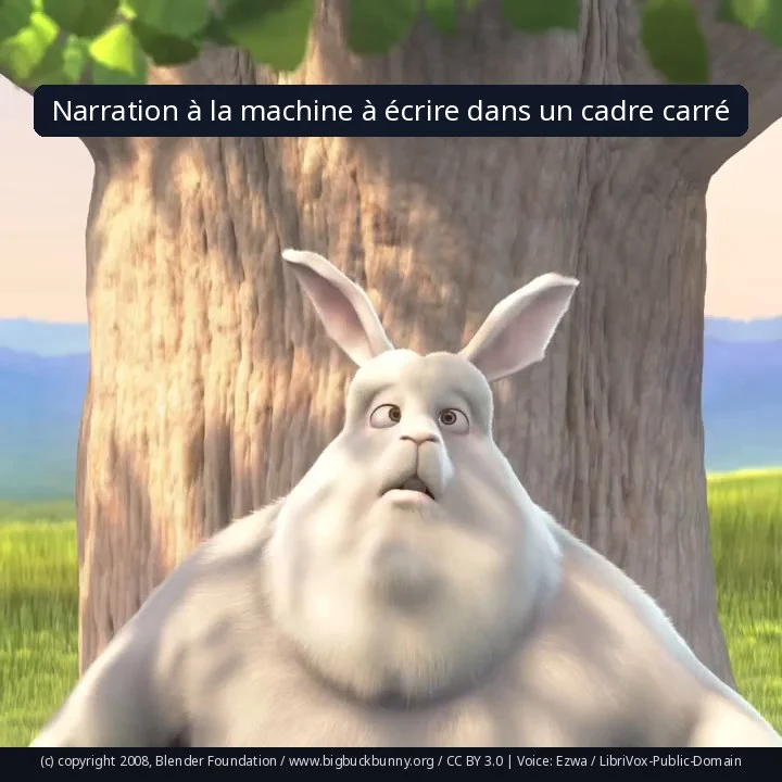Narration à la machine à écrire dans un cadre carré