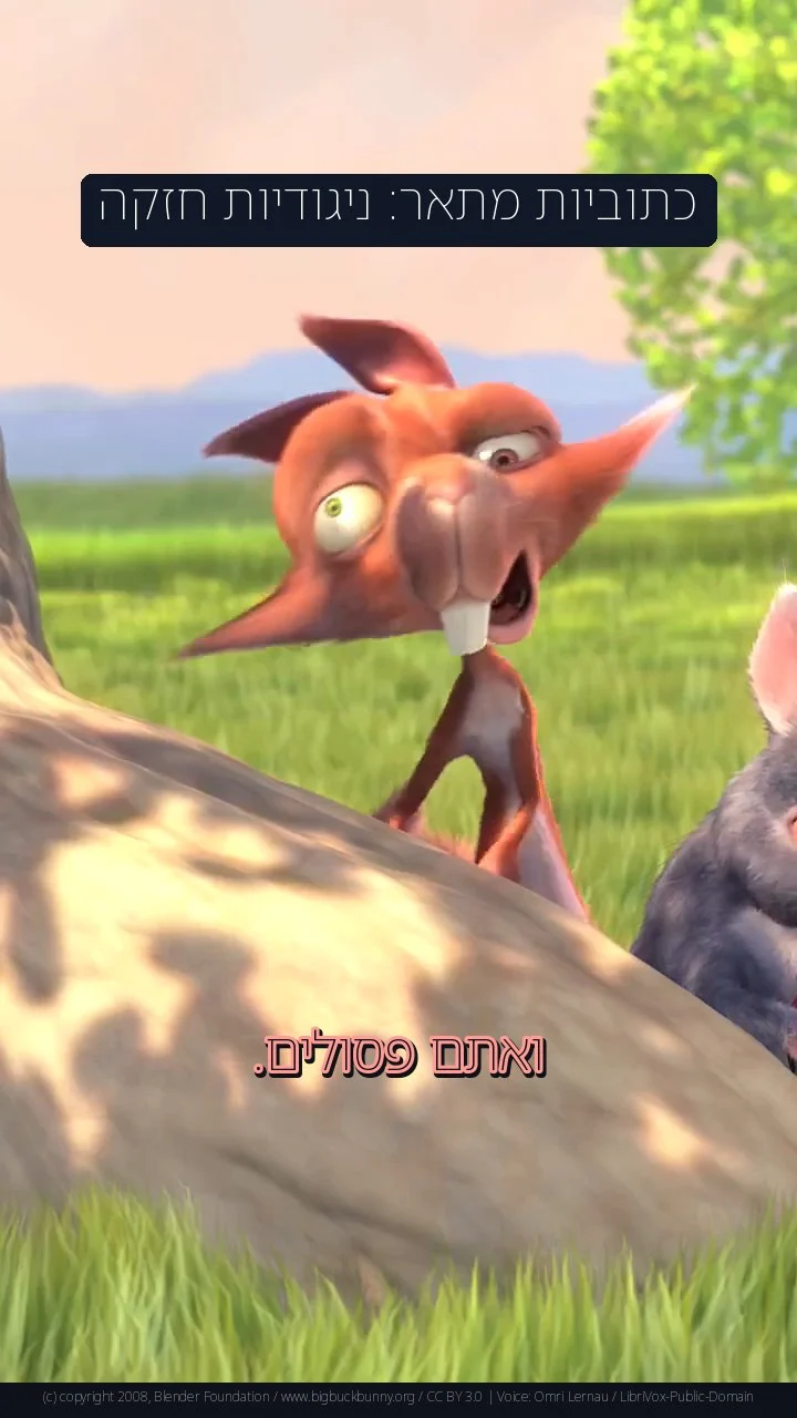 כתוביות מתאר: ניגודיות חזקה