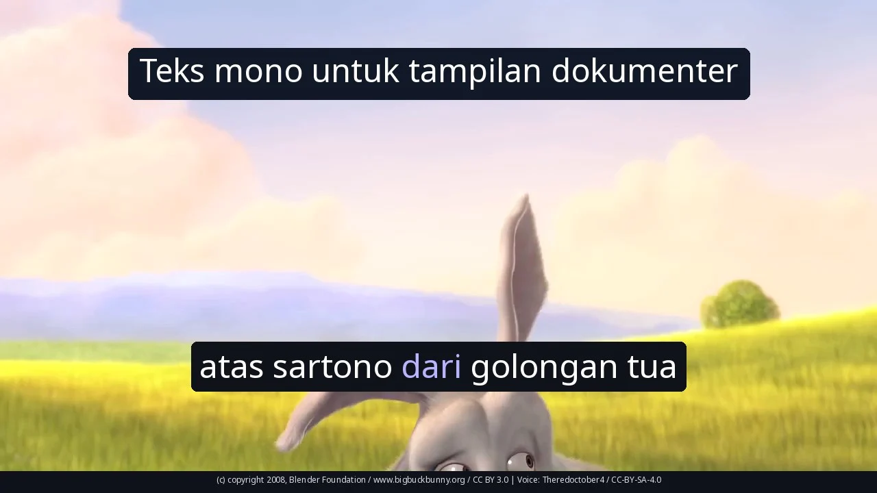 Teks mono untuk tampilan dokumenter