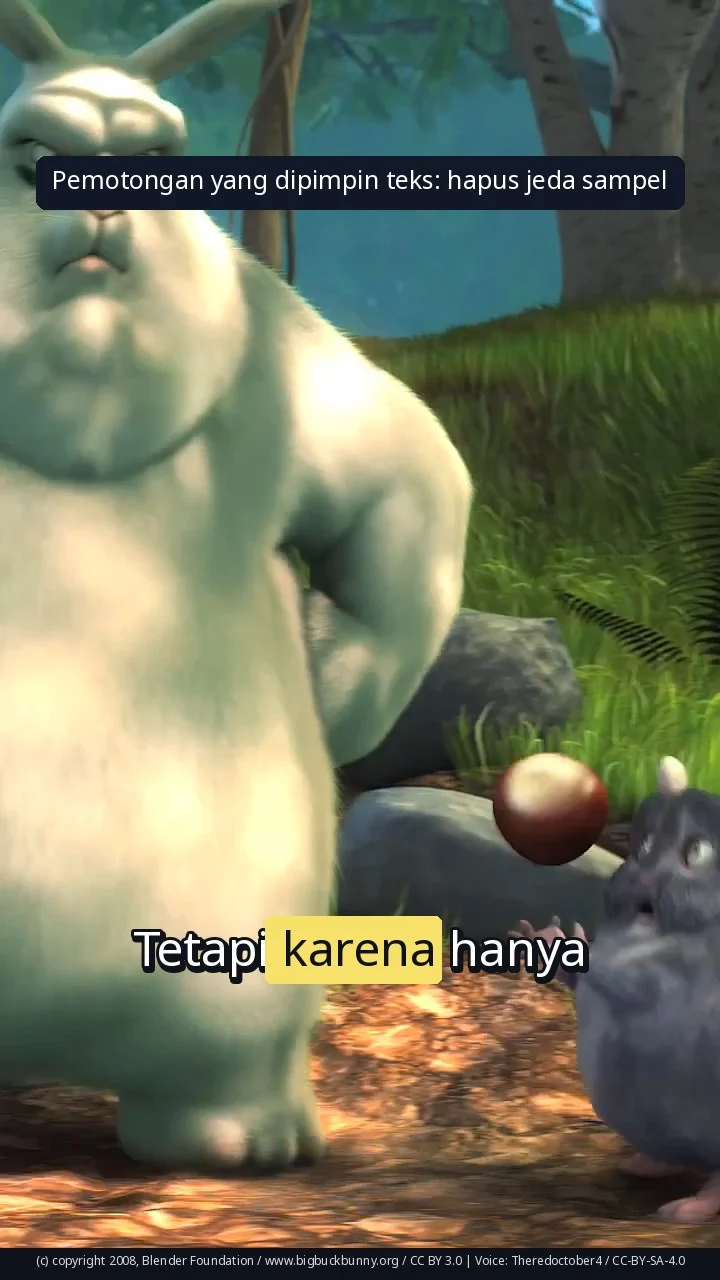 Pemotongan yang dipimpin teks: hapus jeda sampel