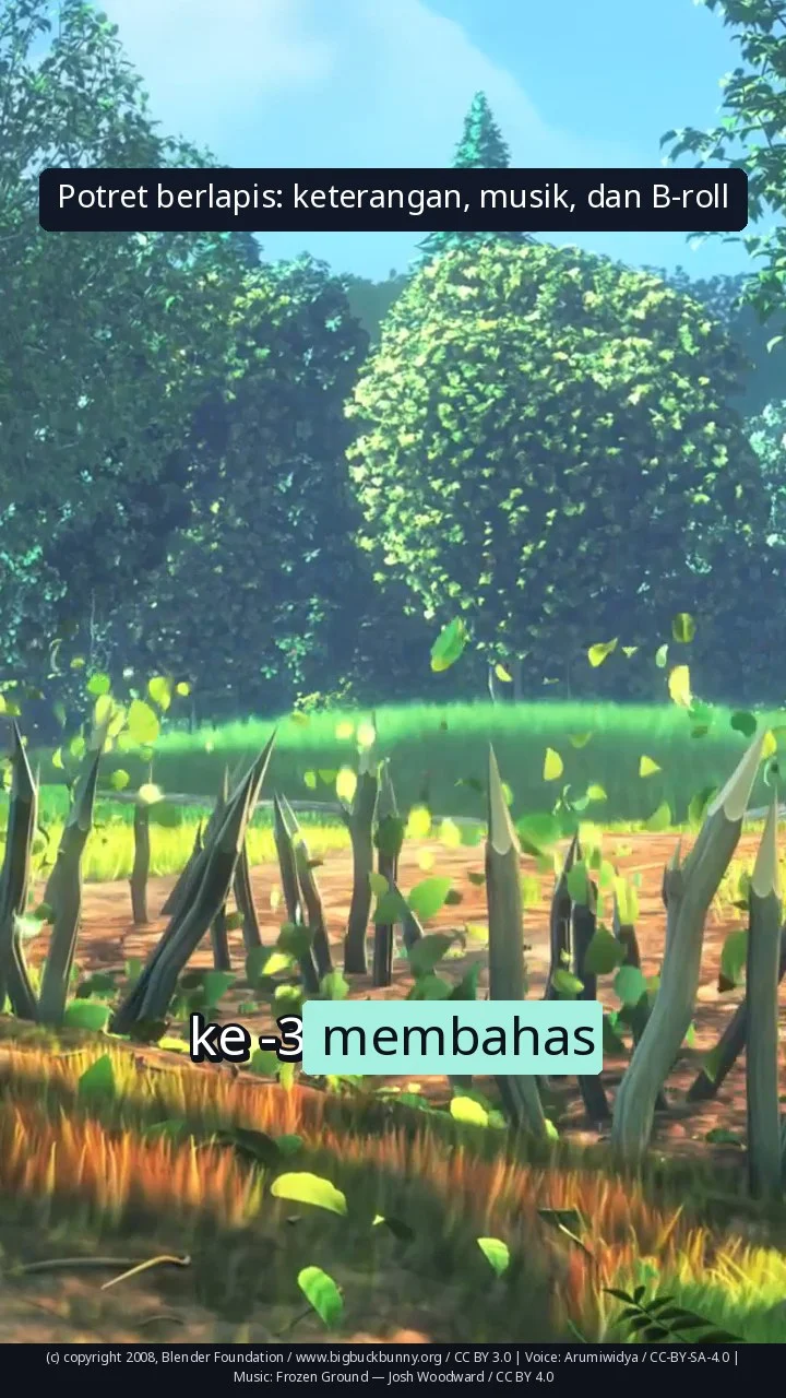 Potret berlapis: keterangan, musik, dan B-roll