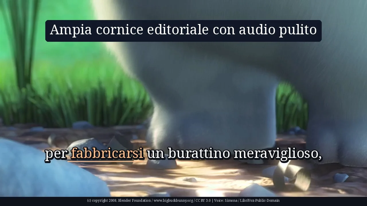 Ampia cornice editoriale con audio pulito