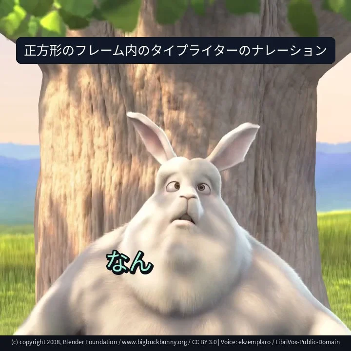 正方形のフレーム内のタイプライターのナレーション