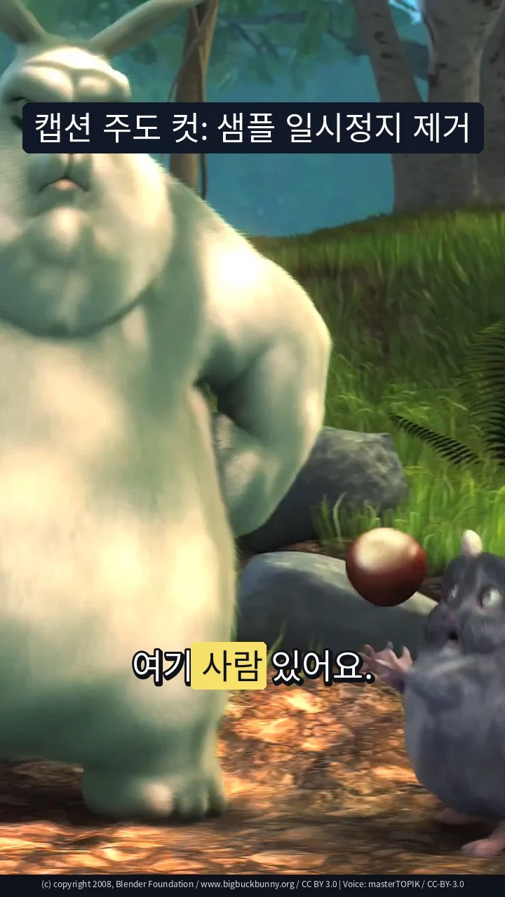 캡션 주도 컷: 샘플 일시정지 제거
