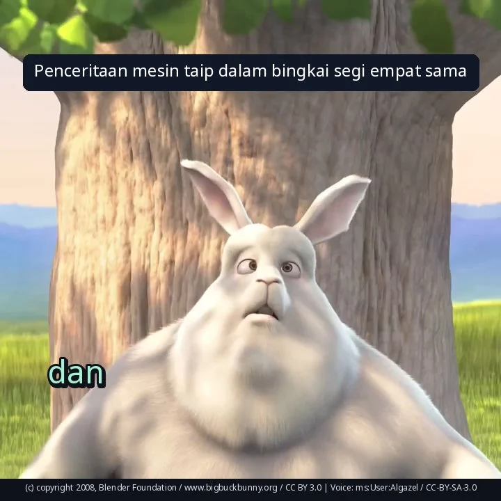 Penceritaan mesin taip dalam bingkai segi empat sama