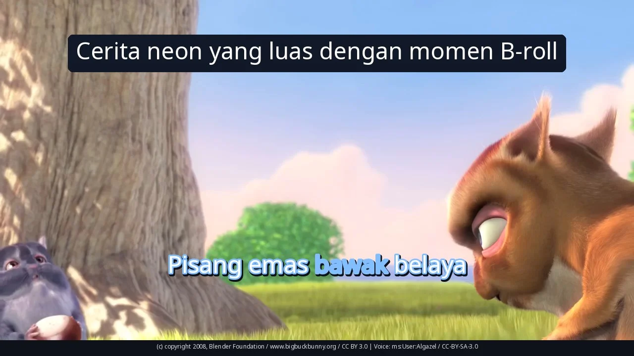 Cerita neon yang luas dengan momen B-roll