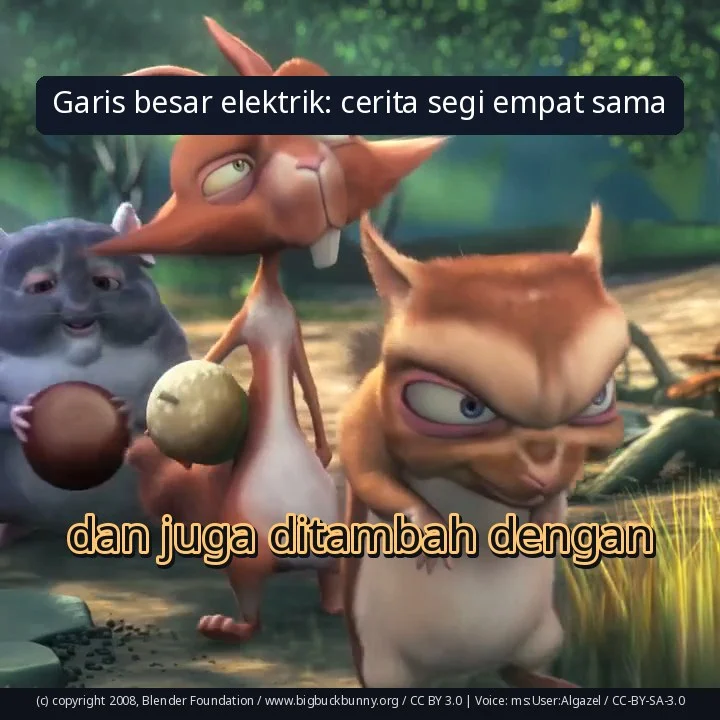 Garis besar elektrik: cerita segi empat sama