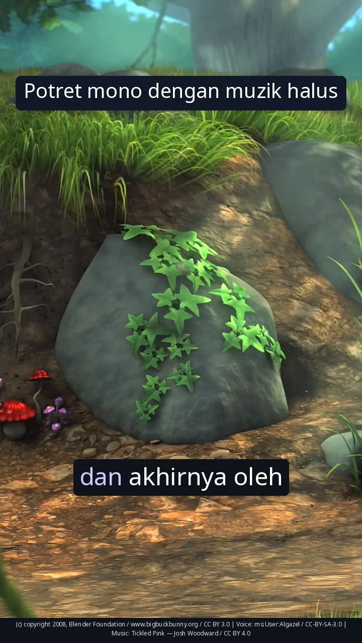 Potret mono dengan muzik halus