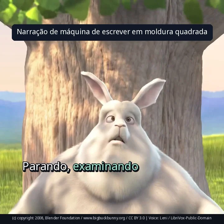 Narração de máquina de escrever em moldura quadrada
