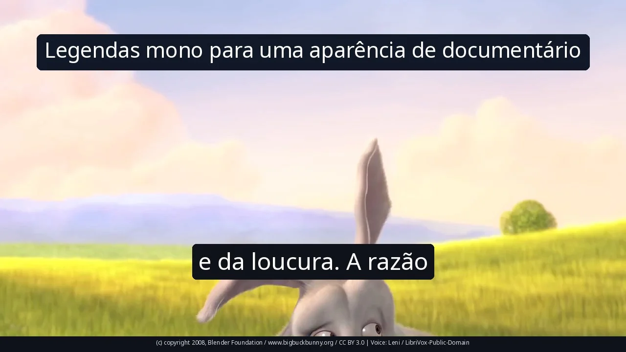 Legendas mono para uma aparência de documentário