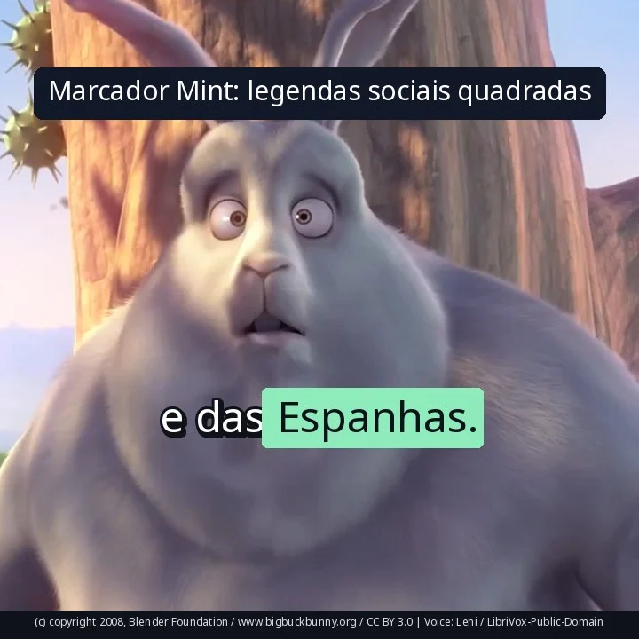 Marcador Mint: legendas sociais quadradas