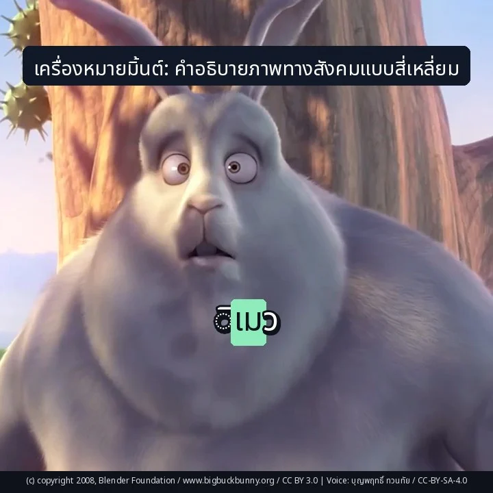 เครื่องหมายมิ้นต์: คำอธิบายภาพทางสังคมแบบสี่เหลี่ยม