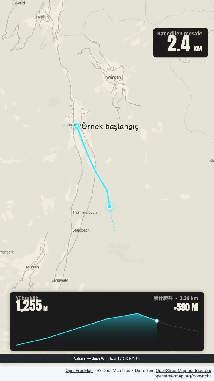 Alp örneği GPX: mürekkep ve yükseklik