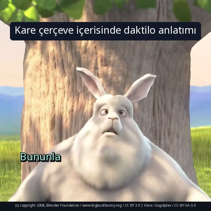Kare çerçeve içerisinde daktilo anlatımı