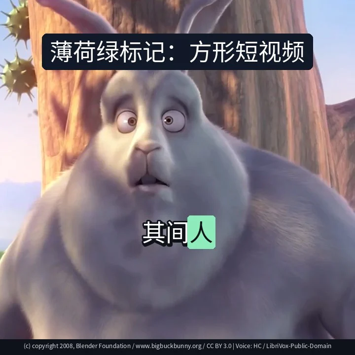 薄荷绿标记：方形短视频