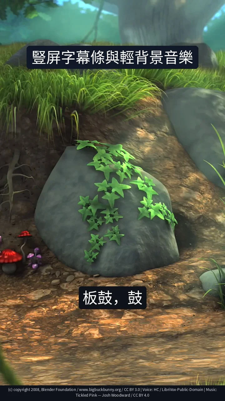 豎屏字幕條與輕背景音樂
